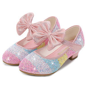 Kids Sequined Party Dress Shoes <strong>for</strong> <strong>Teen</strong> Girls Breathable Leather Princess Shoes with Soft round Toe and High <strong>Heels</strong> <strong>for</strong> Spring - Product Image 1
