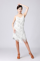 Lady Social Latin Dance Performance Dress Femme Tassel Dance Dress Rhythm Ballroom Samba Rumba Tango Dance Dress Taille S-XXXL