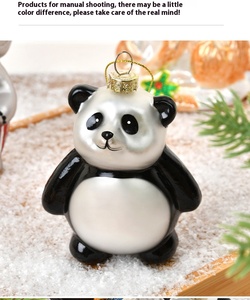 Small Glass Christmas Ornaments Panda <b>Animal</b> Shape Handmade Digital Printing Environment Friendly HATTY Brand Home Tree Scene - Product Image 5