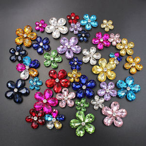 Lan Guang damla şekli <span class=keywords><strong>Protein</strong></span> beş Petal çiçek cam kristal Rhinestones DIY ayakkabı çiçek dekorasyonu aksesuarları - Product Image 1