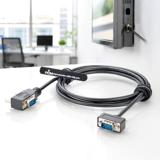 Ultra Slim HD15 VGA Cable Right Angle Male to Male Shielded SVGA Monitor Cable for KVM Switch Wall Mounted Monitor System