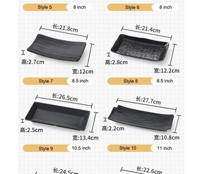 Serving Platter Table <b>Black</b> Melamine <b>Plate</b> Sushi, OEM ODM Premium Japanese Sushi Gift <b>Plate</b> Set - Product Image 5