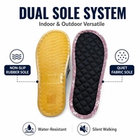 Chaussons en coton à imprimé floral lavables en machine, antidérapants, à semelle souple, avec nœud, pour hommes et femmes, pour l'intérieur