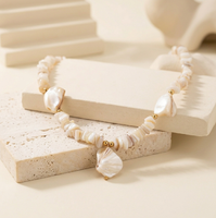 Collier en coquillages irréguliers avec chaîne réglable en acier inoxydable, bijoux de style artistique, collier ras du cou tendance, cadeau souvenir