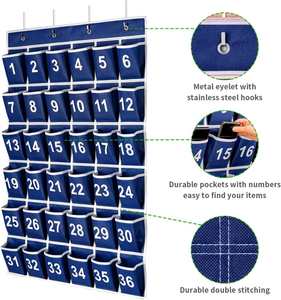 Organizador de Bolsillos para Aula con 36 Bolsillos Numerados Azules, Organizador de Almacenamiento para Teléfonos Celulares y Calculadoras con Ganchos Colgantes de Acero Inoxidable - Product Image 1