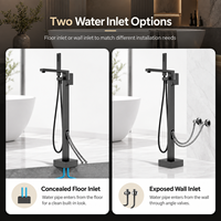 Robinet de baignoire sur pied en acier inoxydable avec cartouche en céramique, pour hôtels et villas, vente en gros