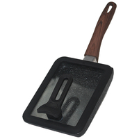 Poêle à frire tamagoyaki antiadhésive en acier au carbone de forme carrée sans danger pour les aliments de style japonais avec manche en bois
