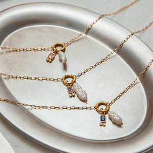 <strong>Birthstone</strong> Charm Real Natural Pearl Necklace Stainless Steel Jewelry for Women 18K Gold Plated Fashion <strong>Jewellery</strong> - Product Image 4