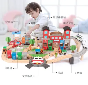 139 Pcs DELUXE Electric Train Set With Sound Feature Wooden Train Set Trains Track Toys