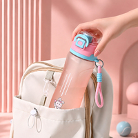 Bouteille d'eau givrée mate pour enfants avec vaporisateur et couvercle à paille, gourde réutilisable à motif de dessin animé pour l'école