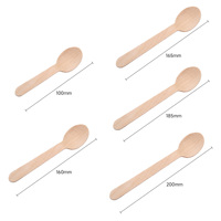 Cuillères jetables en bois naturel de différentes tailles, en bouleau, biodégradables, pour la dégustation, la restauration, les événements, les hôtels, les restaurants, les cafés