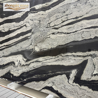 Dalle de Quartzite Premium Polie Effet Peinture à l'Encre, Haute Dureté, Texture Peinture à l'Encre, Pierre Naturelle de Luxe pour Cuisine et Salle de Bain