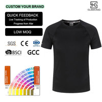 T-shirt à col rond en polyester et élasthanne à séchage rapide, impression par transfert thermique de logo personnalisé, uniforme d'équipe uni pour entreprise ou groupe