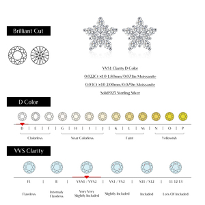 Pendientes de Plata 925 con Diseño de Copo de Nieve, Baño de Rodio, Moissanita Redonda de Corte Brillante, Engaste de Garra, Estilo Moderno, Uso Diario para Mujer - Product Image 3