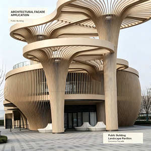 Panneau de façade en aluminium en forme d'arbre, revêtement décoratif avec nervures verticales, bord sans soudure pour l'extérieur des bâtiments publics - Product Image 3