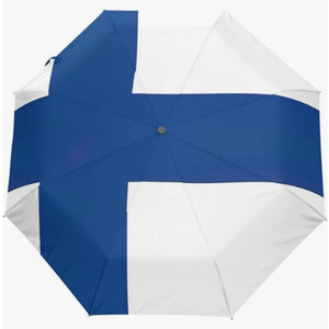 Parapluie pliant entièrement automatique de haute qualité, série à motif drapeau du pays, thème <span class=keywords><strong>Finlande</strong></span>, partenaire de <span class=keywords><strong>voyage</strong></span> fiable et agréable - Product Image 3