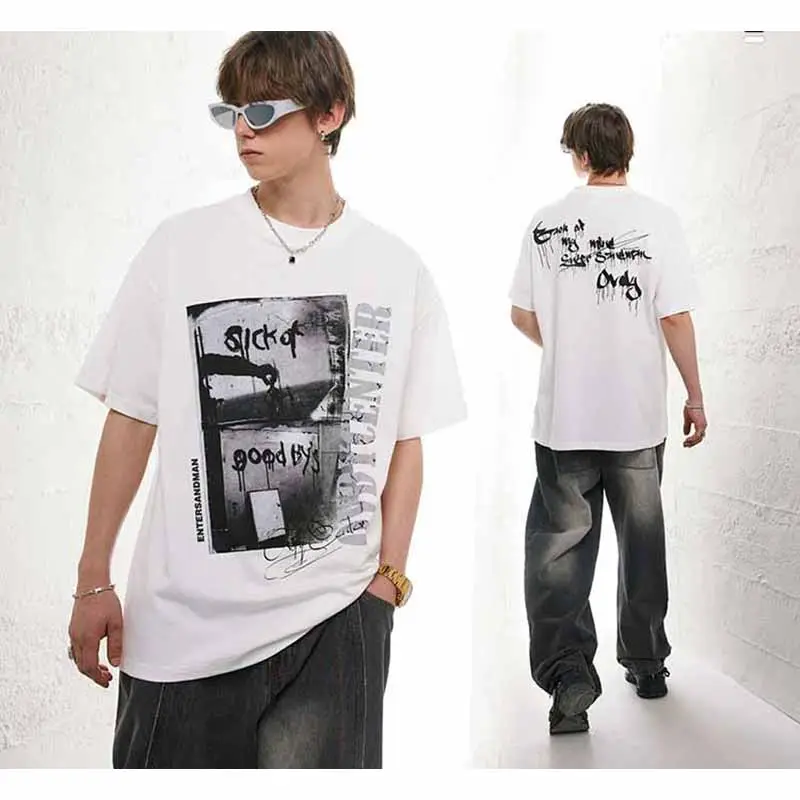 clothes fashion streetwear t-shirt printed cotton men's t-shirts oversized custom