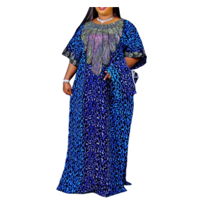 เดรสสั้นแขนสั้นลายเสือดาวประดับเลื่อมสไตล์แอฟริกันพร้อมผ้าโพกศีรษะสำหรับผู้หญิงแฟชั่นมาใหม่ - Product Image 2