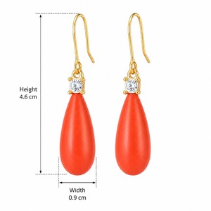 Orecchini Pendenti Decorati con Salmone e Corallo Rosso, Ornamenti Vintage da Indossare per Spose e Uso Quotidiano - Product Image 5