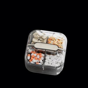 Boîte à pilules à 4 compartiments, prête pour le voyage, hermétique et facile à ouvrir, organiseur de pilules, étui de voyage pour pilules - Product Image 4