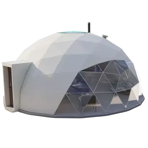 Большая геодезическая купольная палатка с алюминиевой конструкцией для вечеринок с роскошным освещением