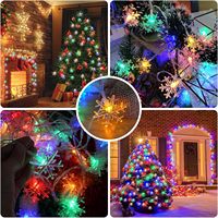 Guirlandes lumineuses de Noël en forme de flocon de neige multicolores 3M20LED, à intensité variable, IP44, alimentées par USB/batterie, style moderne, lumières d'intérieur