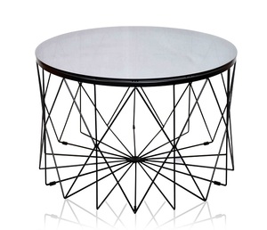 Table basse moderne Troy, plateau en métal noir, design élégant, construction écologique et durable pour la maison, le bureau, l'hôtel, le salon, la salle d'attente - Product Image 1