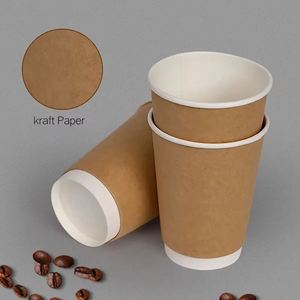 Vasos de Papel Desechables Biodegradables de Doble Pared con Tapa para Bebidas Calientes, con Logotipo Personalizado en Papel Dorado de 16 oz, Resistentes al Agua - Product Image 4