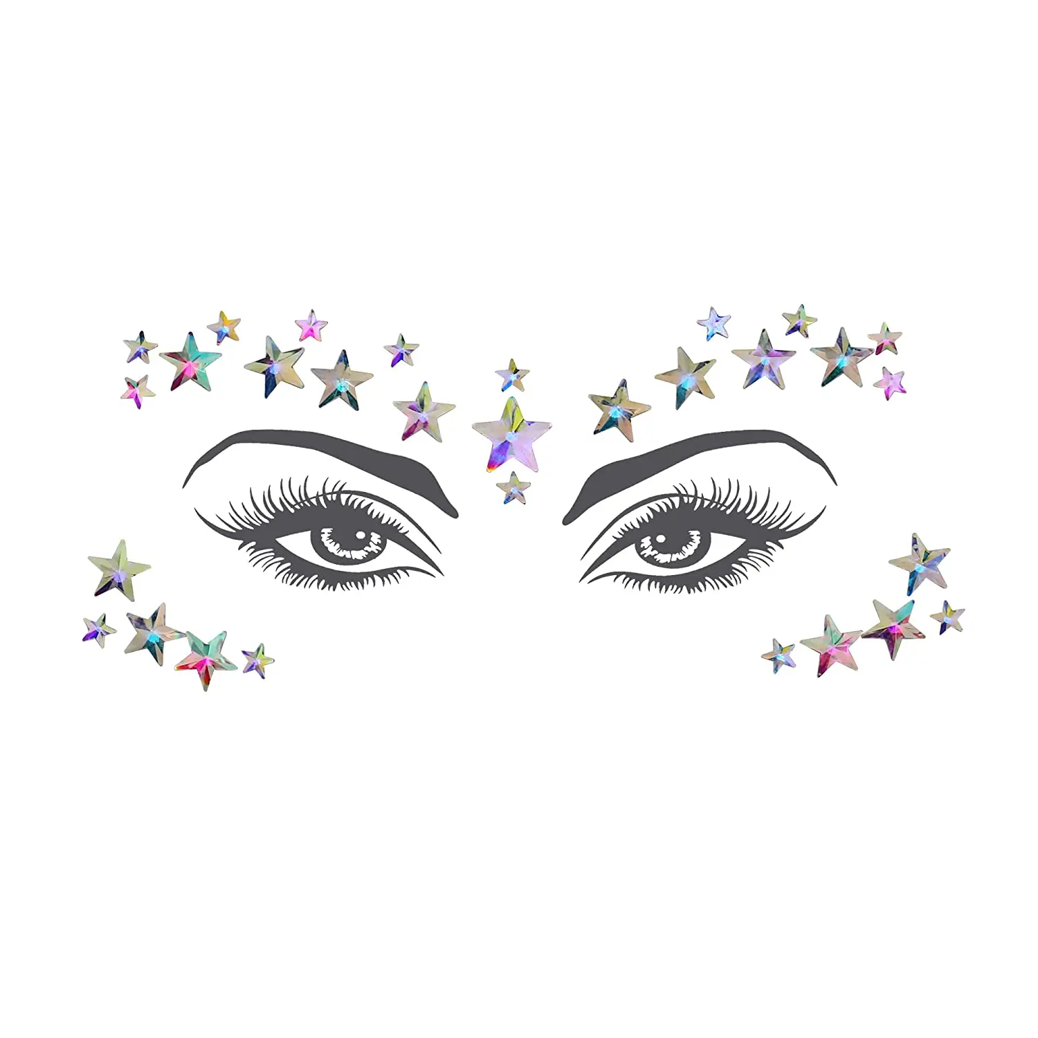 Mermaid Gem Jewels Rave Colorful Crystal Gem Eye Face Body Jewel Crystal Rhinestone Stickers For Carnival Music Festival Party