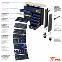 Chariot à outils robuste RT TOOL OEM/ODM à 12 tiroirs avec outils, armoire à roulettes en acier, poste de travail mobile pour la réparation automobile