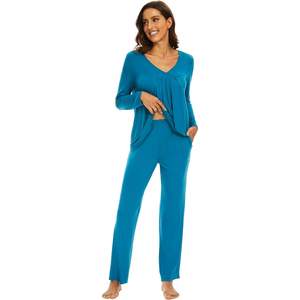 Ensemble de pyjamas pour femmes personnalisés, vêtements de nuit à manches longues, 2 pièces, viscose de bambou, vêtements de détente doux, tailles S à XXL - Product Image 4