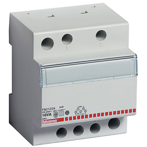 Transformateur monophasé Bticino 230V vers 12/24V 16VA F92/12/24 pour applications basse tension - Product Image 1