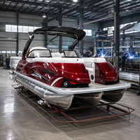Bateau ponton de luxe de haute qualité pour 12 personnes avec direction hydraulique, certifié CE, moteur hors-bord de 200 CV pour la pêche et les croisières au coucher du soleil
