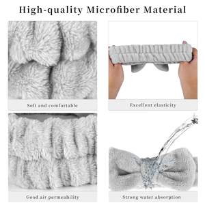 Ensemble Serre-Tête et Bracelets Éponge en Flanelle pour Femme pour Soin du Visage et Maquillage, Accessoire <span class=keywords><strong>de</strong></span> <span class=keywords><strong>Salle</strong></span> <span class=keywords><strong>de</strong></span> <span class=keywords><strong>Bain</strong></span> - Product Image 3