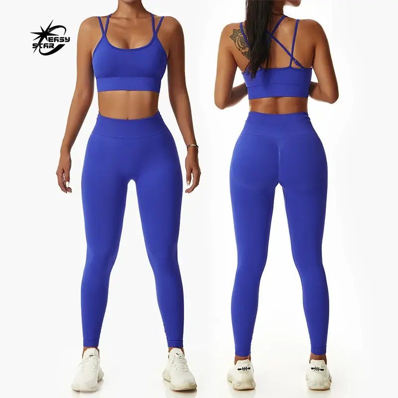 Custom Logo Hot Solid Color Fashion Activewear Clothing Sexy Yoga Sport Top Gym Wear Workout Women Yoga gym fitness sets