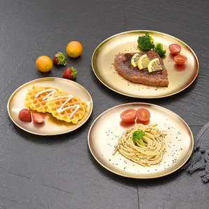 Korean Stainless Steel Barbecue Plate Golden Thick Plate Barbecue Plate Steel Food Serving Trays