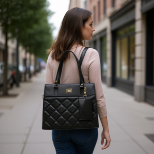 Fana Dunia Bolso cruzado negro para mujer M3892 Patrón De Almohada sensacional Cierre de botones con cremallera Dos telas PU PVC Poliéster - Product Image 2