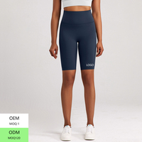 Shorts de sport respirants et doux pour femmes, taille unique, taille haute, sans couture avant, couleur unie, longueur genou, pour gym, fitness, yoga, cyclisme