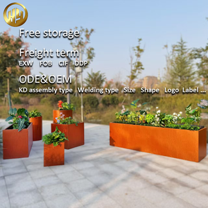 Accessori da Giardino Fioriera Quadrata in Acciaio Corten Arrugginito Moderna ed Elegante con Foro di Drenaggio per Uso Domestico - Product Image 6
