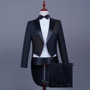 Costume de smoking noir pour homme avec strass, 2 pièces, costume de mariage formel pour le marié - Product Image 3