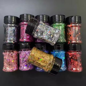 Vente en gros 2025 nouveau 2oz holographique 12 couleurs de qualité cosmétique PET matériel Nail Art cosmétiques hexagone gros paillettes ombre à paupières - Product Image 3