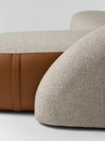 Canapé modulaire sectionnel trois places de luxe en crème française, design moderne et simple, tissu nuage droit, éponge de mouton, hôtel, villa, bois