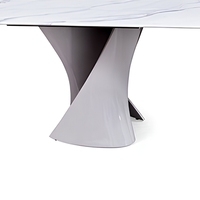 Table à manger rectangulaire en marbre blanc de luxe moderne, base sculpturale torsadée, meuble de maison en céramique frittée, directement de l'usine