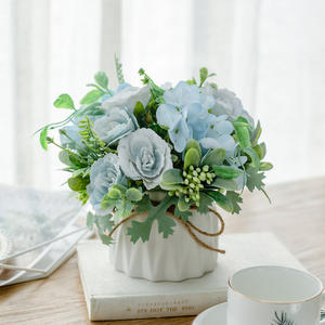 Vase en céramique artificielle avec corde de chanvre, rose en soie, style scandinave, ensemble de décoration d'intérieur, plante en <span class=keywords><strong>pot</strong></span>, petite fleur en soie, Fête des Mères - Product Image 6