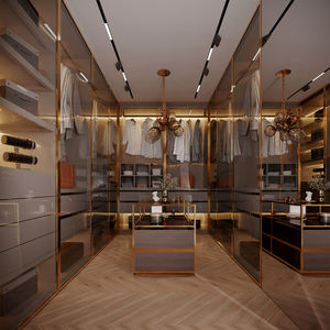 Placard moderne autoportant de luxe Armoires de chambre à coucher en bois personnalisées Conception ouverte MDF Matériau de porte Meubles de chambre à coucher - Product Image 2