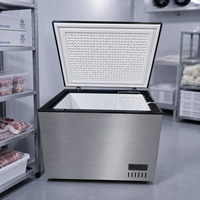 Congélateur coffre horizontal pour supermarché, contrôle numérique, refroidissement direct, réfrigérant R290, acier inoxydable 304