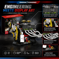 Juego de Bloques de Construcción de Plástico de Coche Deportivo Dodge con Motor V8 de Manivela, Transmisión Mecánica para Niños de 5 a 7 Años, Ensamblaje DIY