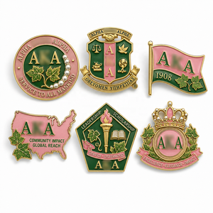 Badges métalliques personnalisés professionnels avec logo, strass, alliage de zinc, épingles en émail dur pour fraternité, épingles en émail avec lettres grecques <span class=keywords><strong>Omega</strong></span> - Product Image 1