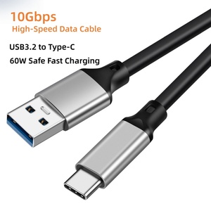كابل USB 3.2 من الألومنيوم نوع C ذكر، شحن سريع 3 أمبير، 60 واط، 10 جيجابت في الثانية، للهواتف المحمولة بنظامي أندرويد وiOS، أجهزة الكمبيوتر والطابعات - Product Image 1