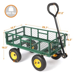 Heavy Duty 4 Roues En Acier Cour Maille Chariot Wagon Utilitaire Extérieur Chariot En Métal Outil Chariot De Jardin Avec Côtés Amovibles - Product Image 3